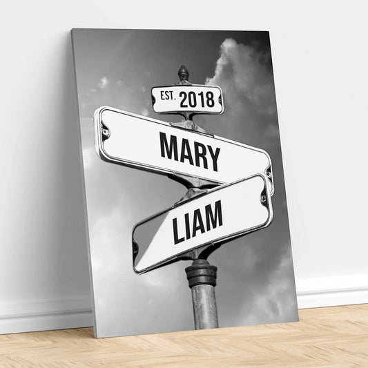 Personalized Canvas Vintage Street Sign for couples